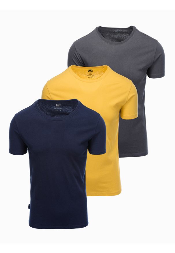 Ombre Clothing - Zestaw koszulek bawełnianych - mix 3-pak Z30 V4 - XXL. Kolor: żółty. Materiał: bawełna