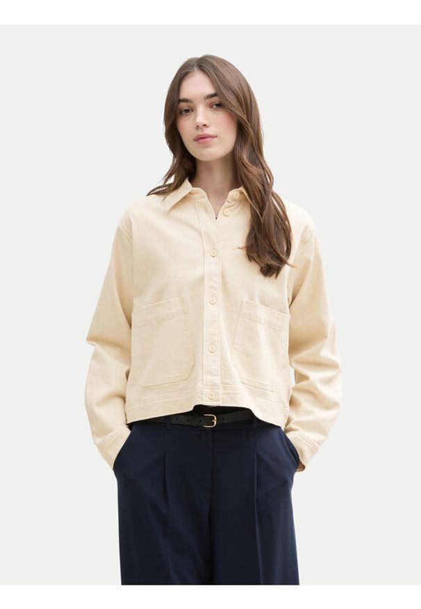 Tom Tailor Denim Kurtka jeansowa 1045500 Beżowy Regular Fit. Kolor: beżowy. Materiał: bawełna