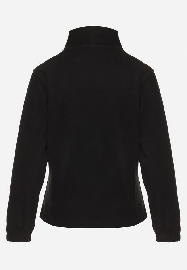 Born2be - Czarna Rozpinana Bluza ze Ściągaczami Laorin. Kolor: czarny. Materiał: jeans