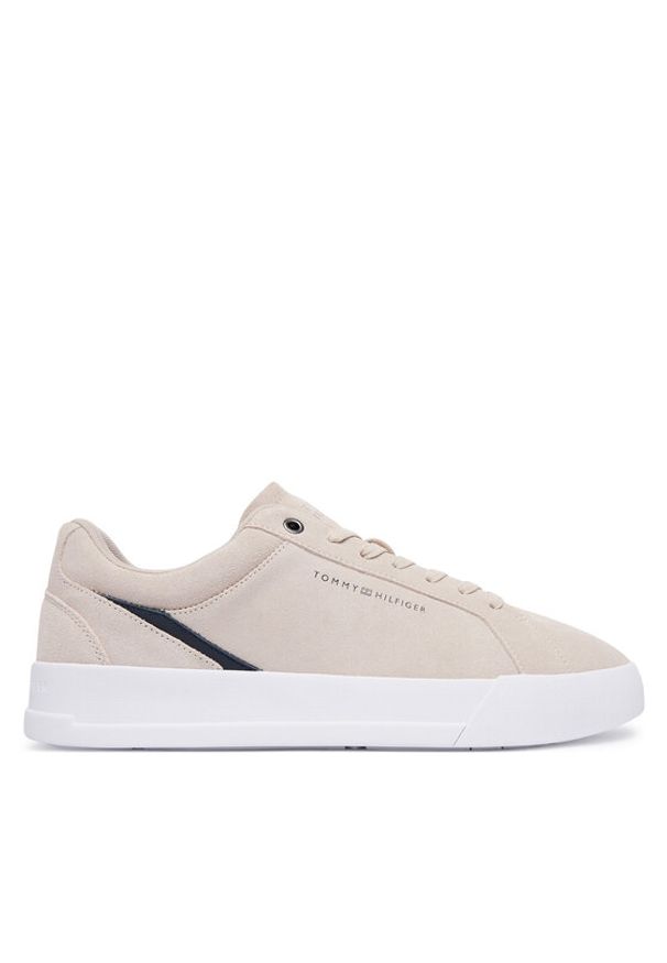TOMMY HILFIGER - Tommy Hilfiger Sneakersy Th Court Premium Suede FM0FM05880 Beżowy jasny. Kolor: beżowy. Materiał: skóra, zamsz
