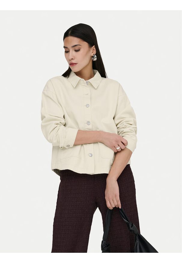 only - ONLY Kurtka jeansowa Lara 15372651 Beżowy Regular Fit. Kolor: beżowy. Materiał: bawełna, jeans