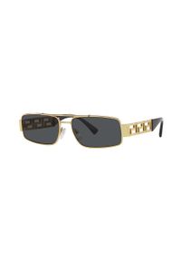 VERSACE - Versace okulary przeciwsłoneczne męskie kolor złoty. Kształt: prostokątne. Kolor: złoty #4
