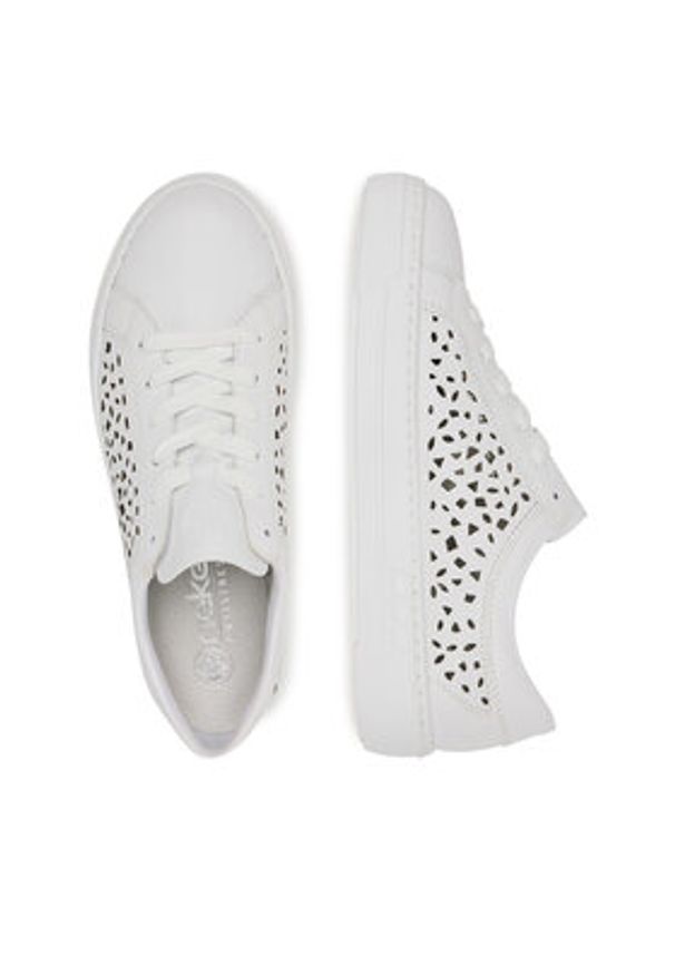 Rieker Sneakersy L8831-80 Biały. Kolor: biały. Materiał: skóra