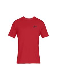 Koszulka sportowa męska Under Armour Sportstyle Left Chest SS. Kolor: czerwony. Długość rękawa: krótki rękaw. Długość: krótkie. Sport: fitness