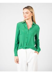 Pinko Koszula "Nora" | 100124 8889 | Kobieta | Zielony. Okazja: na co dzień, na spotkanie biznesowe. Kolor: zielony. Materiał: acetat, jedwab. Długość rękawa: długi rękaw. Długość: długie. Styl: casual, biznesowy, klasyczny, elegancki #2
