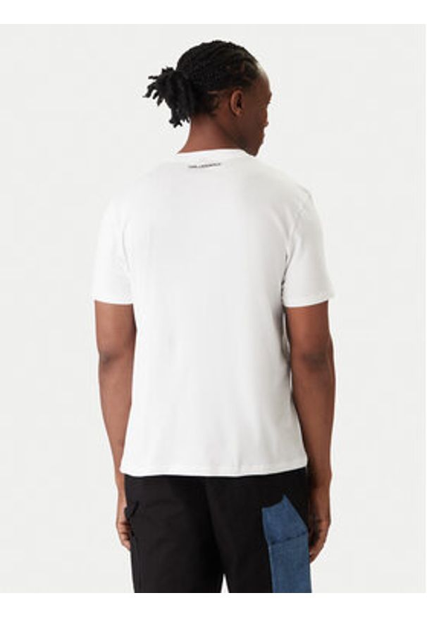 Karl Lagerfeld - KARL LAGERFELD T-Shirt A2M46038 Biały Regular Fit. Typ kołnierza: dekolt w karo. Kolor: biały. Materiał: bawełna
