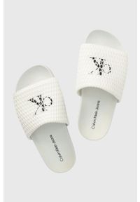 Calvin Klein Jeans klapki COMFORT SANDAL OVERSIZED MESH damskie kolor biały YW0YW00973. Kolor: biały. Materiał: mesh #1