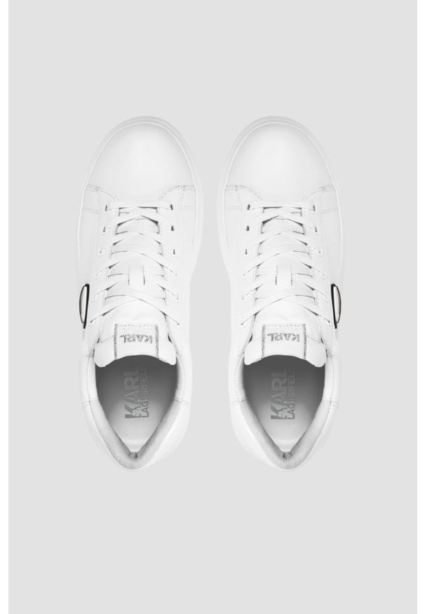 Karl Lagerfeld - KARL LAGERFELD Białe męskie sneakersy skórzane KAPRI, Rozmiar 46. Okazja: na co dzień. Kolor: biały. Materiał: skóra