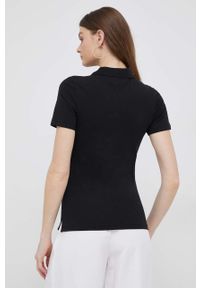 TOMMY HILFIGER - Tommy Hilfiger polo damski kolor czarny. Typ kołnierza: polo. Kolor: czarny. Materiał: bawełna, dzianina. Długość: krótkie #3