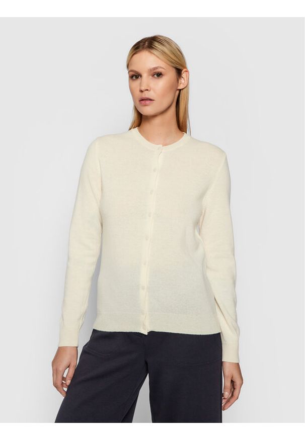 United Colors of Benetton - United Colors Of Benetton Kardigan 1002D5485 Beżowy Regular Fit. Kolor: beżowy. Materiał: wełna