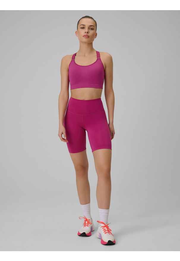 4f - 4F Legginsy kolarki treningowe damskie - różowe XS. Stan: podwyższony. Kolor: różowy. Materiał: włókno