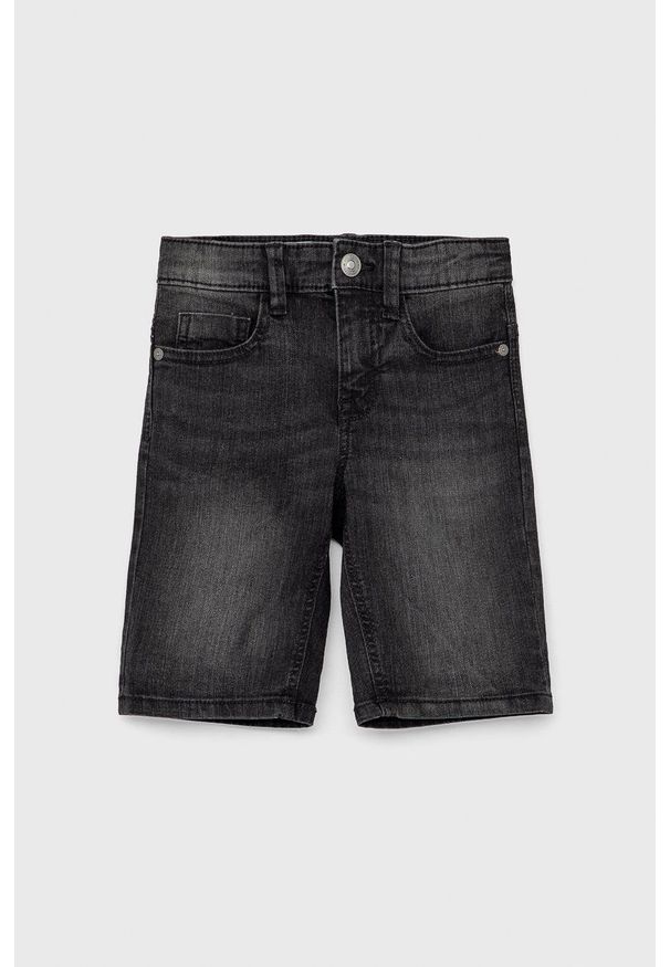 United Colors of Benetton Szorty jeansowe dziecięce kolor czarny regulowana talia. Okazja: na co dzień. Kolor: czarny. Materiał: jeans. Długość: długie. Styl: casual