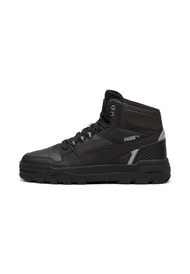 Sneakersy męskie Puma Rebound Abrupt Open Road II wysokie za kostkę (397469-01). Wysokość cholewki: za kostkę. Kolor: czarny. Materiał: skóra ekologiczna, guma. Szerokość cholewki: normalna. Wzór: gładki