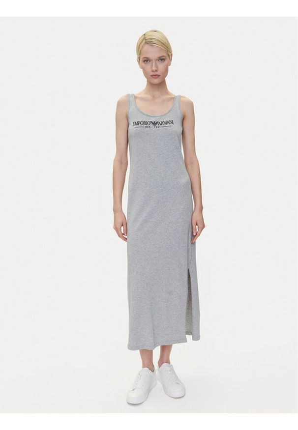Emporio Armani Underwear Sukienka codzienna EW000494 AF10881 O8002 Szary Regular Fit. Okazja: na co dzień. Kolor: szary. Materiał: bawełna. Typ sukienki: proste. Styl: casual