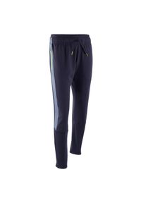 KIPSTA - Spodnie dresowe piłkarskie dla dzieci Kipsta TP 500. Kolor: niebieski, szary, wielokolorowy. Materiał: poliester, elastan, materiał #1