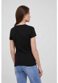 Armani Exchange T-shirt bawełniany kolor czarny. Okazja: na co dzień. Kolor: czarny. Materiał: bawełna. Wzór: nadruk. Styl: casual