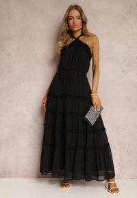 Renee - Czarna Sukienka Dorope. Kolor: czarny. Materiał: tkanina. Długość rękawa: na ramiączkach. Wzór: jednolity. Długość: maxi #5