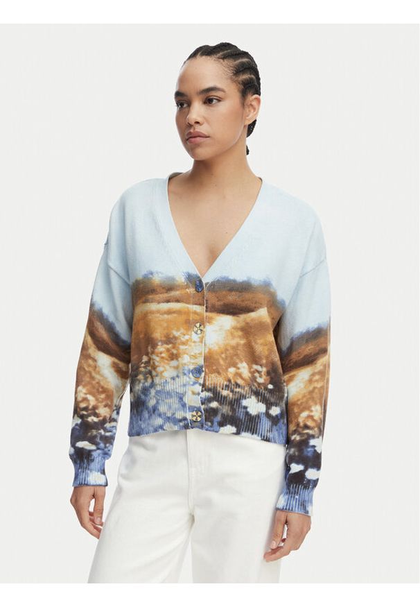 Desigual Kardigan Sun 26SWJF18 Niebieski jasny Regular Fit. Kolor: niebieski. Materiał: bawełna