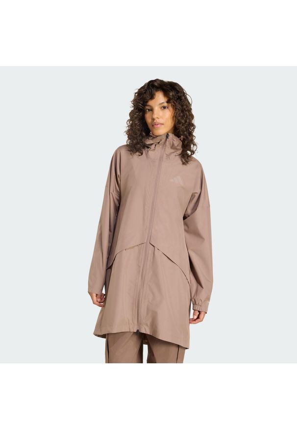 Adidas - Przeciwdeszczowa kurtka typu parka Terrex Multi 2 Layer CLIMAPROOF Rain. Kolor: brązowy. Materiał: puch. Technologia: ClimaProof (Adidas). Sport: turystyka piesza