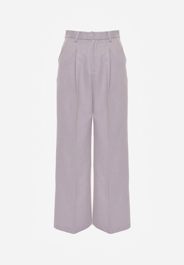 Renee - Jasnoszare Szerokie Spodnie High Waist Seraphella. Stan: podwyższony. Kolor: szary