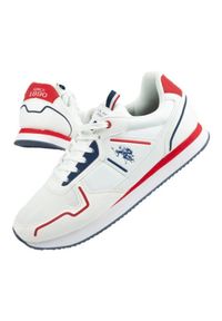 Buty sportowe U.S. Polo ASSN. M NOBIL004-WHI białe czerwone granatowe. Zapięcie: sznurówki. Kolor: czerwony, niebieski, wielokolorowy, biały. Materiał: guma, materiał, syntetyk. Szerokość cholewki: normalna