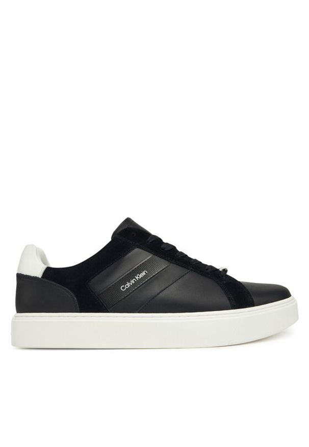 Calvin Klein Sneakersy Classic Cupsole Laceup Tape Lth YM0YM01430 Czarny. Kolor: czarny. Materiał: skóra