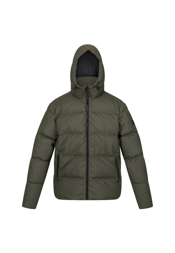 Regatta - Kurtka turystyczna męska zimowa pikowana Saltern. Typ kołnierza: kaptur. Kolor: wielokolorowy, brązowy, zielony. Materiał: puch. Długość: krótkie. Sezon: zima. Sport: turystyka piesza