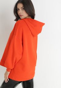 Born2be - Pomarańczowa Bluza Oversize z Kapturem Kulsum. Typ kołnierza: kaptur. Kolor: pomarańczowy. Materiał: bawełna, tkanina. Długość: długie. Wzór: jednolity, gładki #6