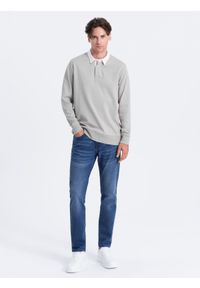 Ombre Clothing - Spodnie męskie jeansowe SLIM FIT - niebieskie V3 OM-PADP-0110 - XXL. Kolor: niebieski. Materiał: jeans. Styl: klasyczny #4