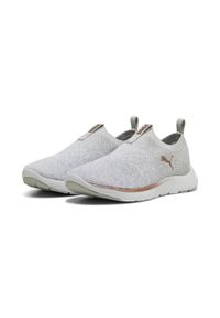 Puma - Damskie dzianinowe buty do biegania SOFTRIDE Remi PUMA. Kolor: żółty, fioletowy, szary, wielokolorowy, biały. Materiał: dzianina. Sport: bieganie
