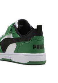 Puma - Dziecięce sneakersy PUMA Rebound V6 Lo PUMA White Black Archive Green. Okazja: na uczelnię. Kolor: czarny, zielony, biały, wielokolorowy. Materiał: syntetyk, materiał. Sport: joga i pilates
