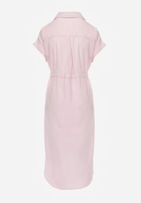 Born2be - Różowa Sukienka Koszulowa z Bawełną Wiskozą i Ozdobnymi Guzikami Parranes. Okazja: na co dzień. Kolor: różowy. Materiał: wiskoza, bawełna. Typ sukienki: koszulowe. Styl: casual, klasyczny, elegancki #4