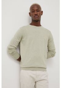 Tom Tailor sweter bawełniany męski kolor zielony. Okazja: na co dzień. Kolor: zielony. Materiał: bawełna. Długość rękawa: długi rękaw. Długość: długie. Styl: casual