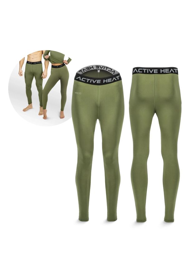 Ciepłe spodnie termiczne unisex 4FIZJO ACTIVE HEAT zielone. Kolor: czarny. Sezon: zima. Sport: fitness