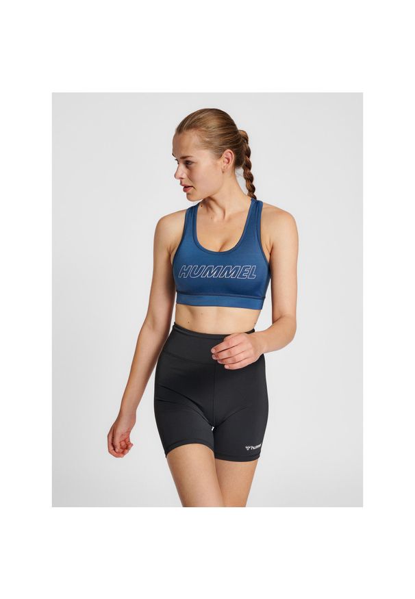 Damski biustonosz sportowy Hummel Te Tola. Kolor: niebieski. Materiał: jersey. Sport: fitness