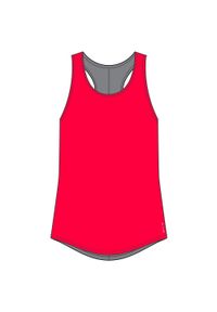 DOMYOS - Top fitness damski Domyos First Top. Kolor: różowy, wielokolorowy, czerwony. Materiał: materiał, poliester, elastan. Długość rękawa: bez rękawów. Sport: fitness