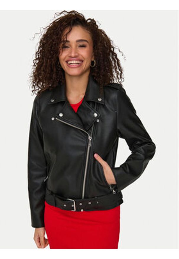 only - ONLY Kurtka z imitacji skóry Mille 15357332 Czarny Slim Fit. Kolor: czarny. Materiał: skóra