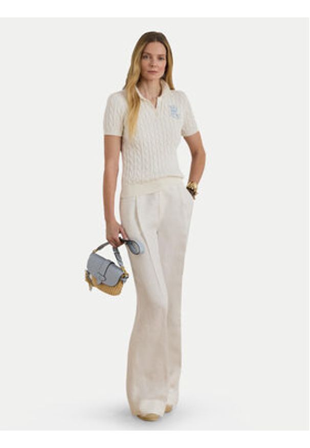 Lauren Ralph Lauren - LAUREN RALPH LAUREN Sweter 200932224016 Biały Slim Fit. Kolor: biały. Materiał: bawełna