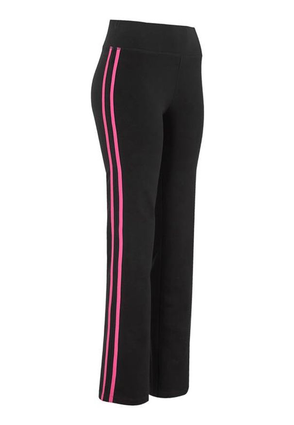 Cellbes Spodnie treningowe w paski fuksja Czarny female różowy/fioletowy/czarny 50/52. Kolor: różowy, fioletowy, czarny, wielokolorowy. Materiał: guma, jersey, bawełna. Wzór: paski. Styl: elegancki, sportowy