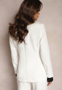 Renee - Biała Marynarka Timatea. Kolor: biały. Materiał: satyna. Długość rękawa: długi rękaw. Długość: długie. Styl: elegancki, wizytowy