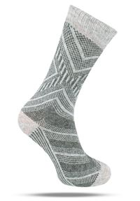 His Story - Ciepłe Wełniane Skarpetki Zimowe - Popielate ze Wzorem. Kolor: szary. Materiał: wełna, elastan, poliamid. Wzór: geometria #1