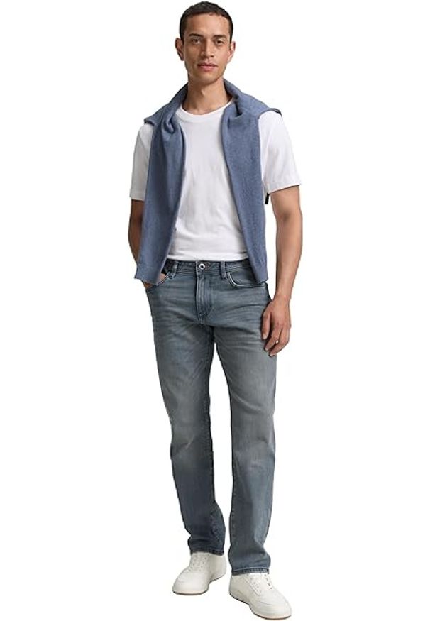 Męskie Spodnie Jeansowe Tom Tailor TTMARVIN STRAIGHT mid stone blue grey denim 1048364 10162