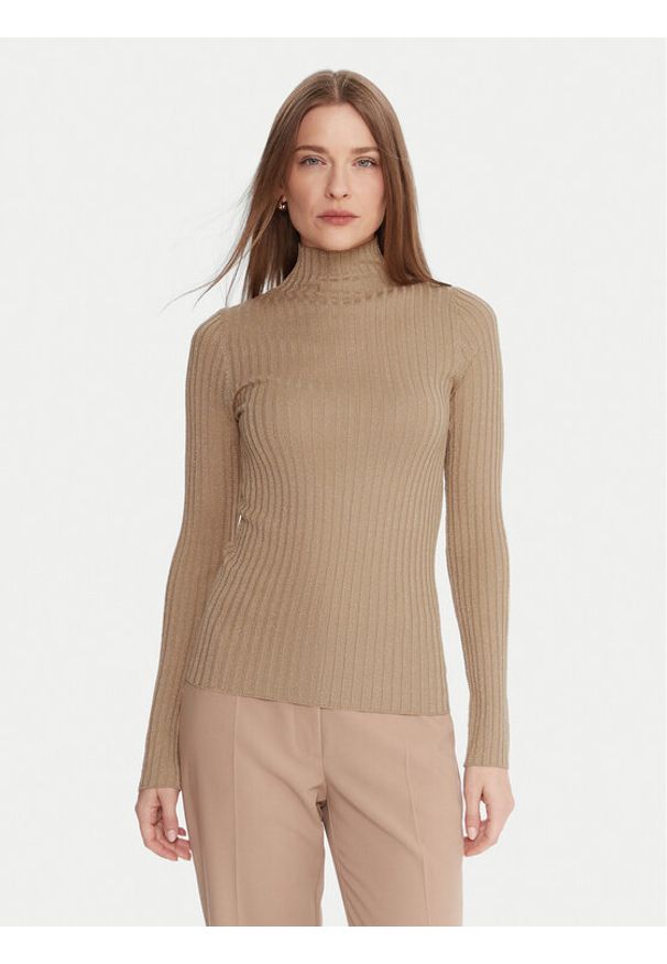 Liu Jo Sweter MF5389 MS46J Beżowy Slim Fit. Kolor: beżowy. Materiał: wiskoza