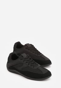 Born2be - Czarne Sneakersy Ozdobione Geometrycznym Motywem Lamemisia. Okazja: na co dzień, na spotkanie biznesowe, do pracy. Kolor: czarny. Wzór: geometria, aplikacja #7