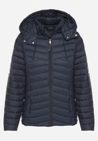 Born2be - Granatowa Pikowana Kurtka Przejściowa z Kapturem Suritta. Okazja: na co dzień. Typ kołnierza: kaptur. Kolor: niebieski. Materiał: jeans. Styl: klasyczny, casual, sportowy #6