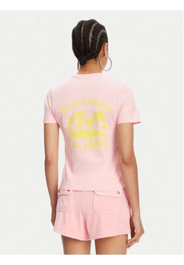 Juicy Couture T-Shirt La Beach JCWCT125319 Różowy Regular Fit. Kolor: różowy. Materiał: bawełna