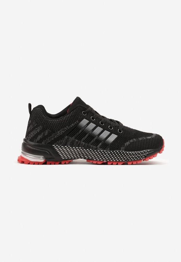 Born2be - Czarno-Czerwone Sneakersy Sportowe z Ozdobnym Bieżnikiem Julinea. Kolor: czarny. Sport: fitness