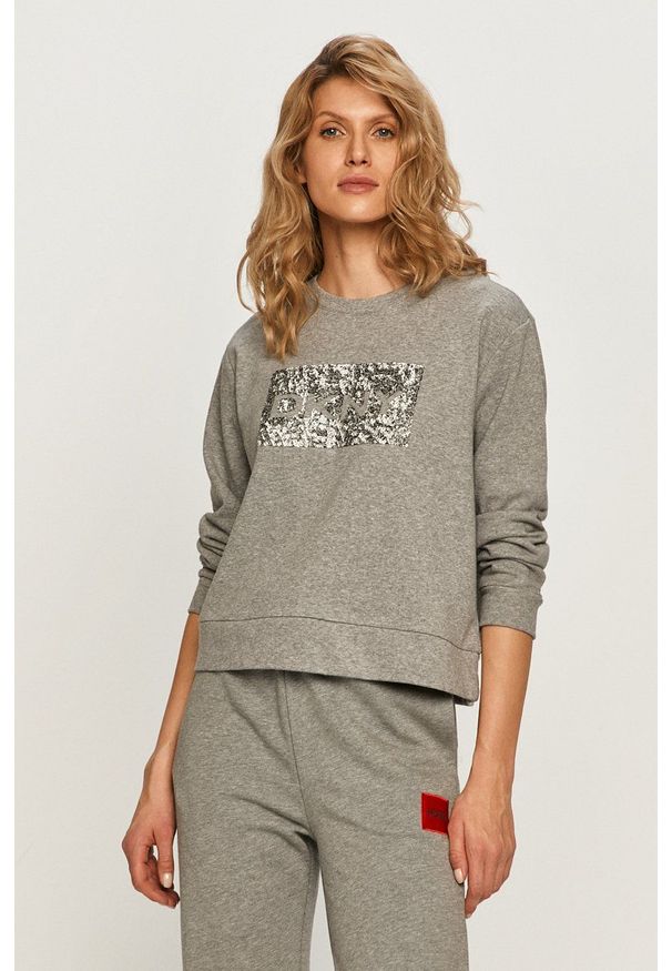 DKNY - Dkny - Bluza. Okazja: na co dzień. Kolor: szary. Materiał: dzianina. Długość rękawa: długi rękaw. Długość: długie. Wzór: aplikacja. Styl: casual