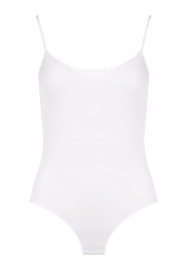 Born2be - Białe Body Agathyllis. Kolor: biały. Materiał: dzianina, bawełna. Długość rękawa: na ramiączkach. Wzór: gładki