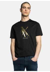 Koszulka męska czarna Armani Exchange 3LZTNC ZJ9AZ 02DX. Kolor: czarny